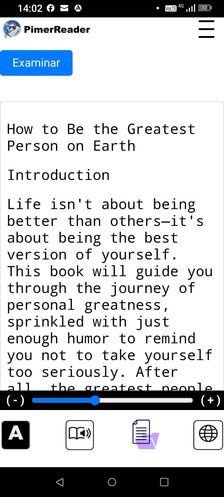 text-only reading pimerreader 2