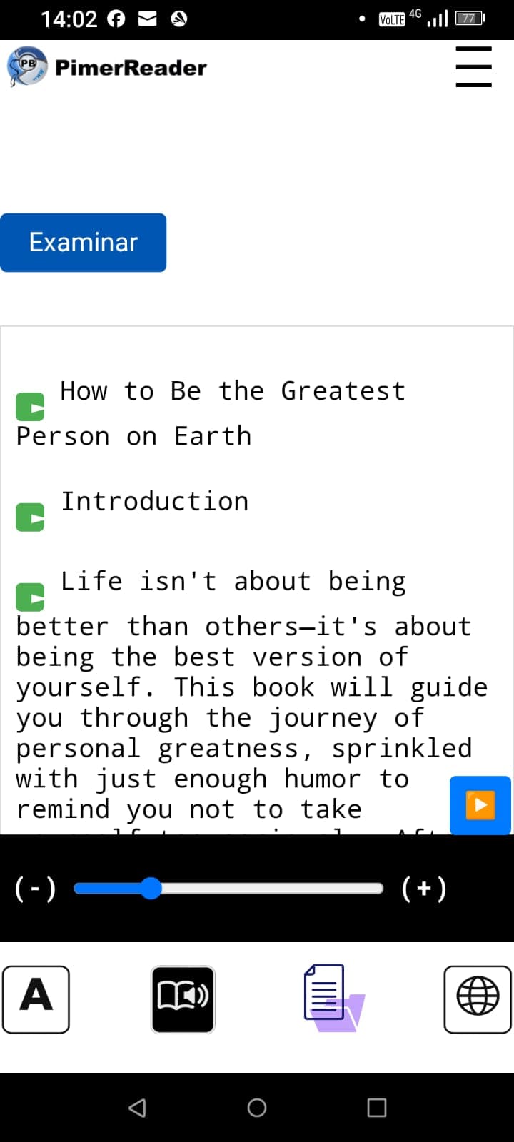 reading text sound pimerreader 2