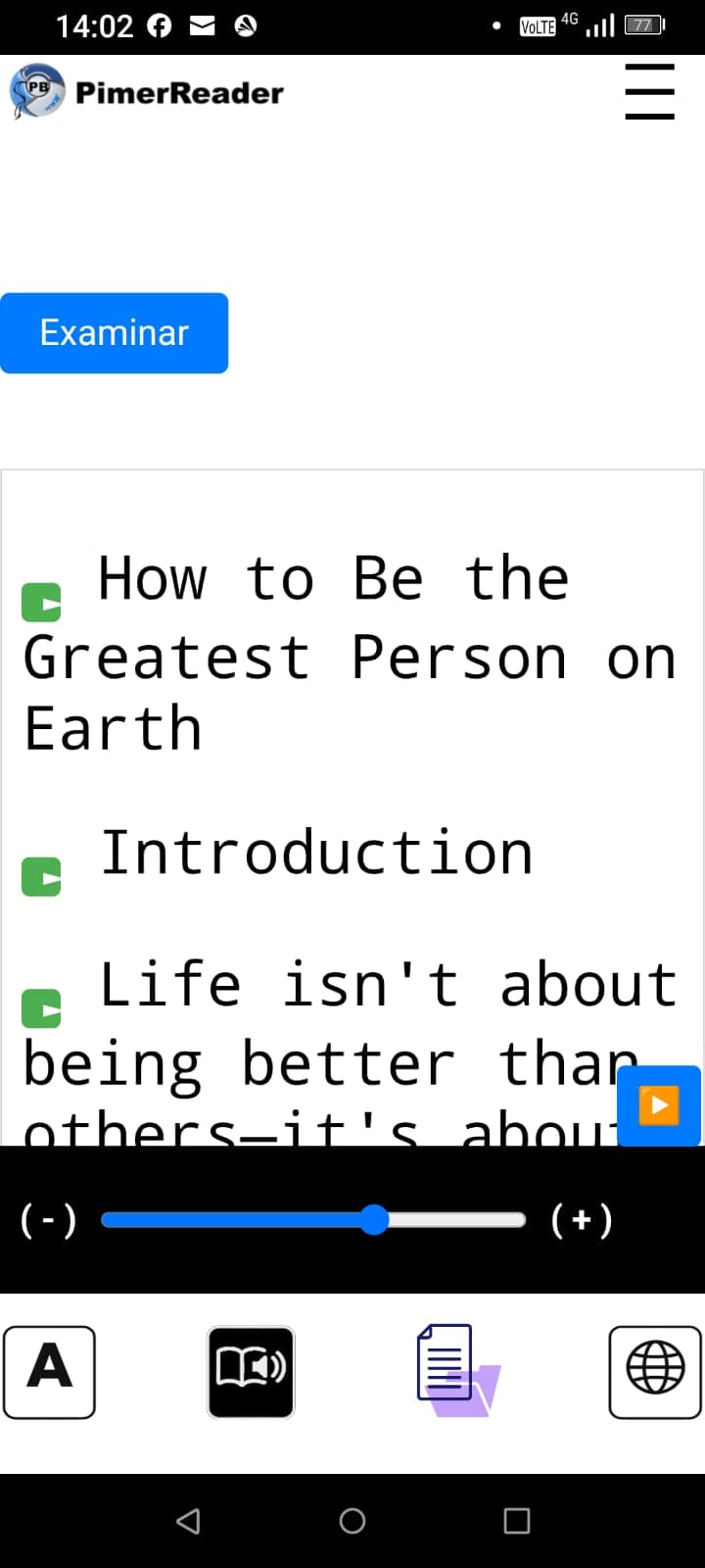 reading text sound pimerreader 3